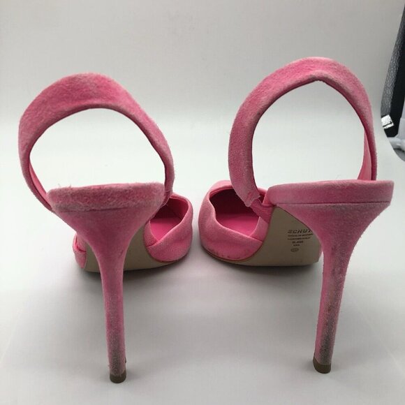 SCHUTZ Hot Pink Suede Slingbacks Size 8.5M Pointed Toe Stiletto - Picture 2 of 10